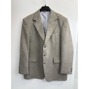 Barry Faux Suede Sport Coat Blazer Men's Size ‎ 44R Grey Jacket 3 Button